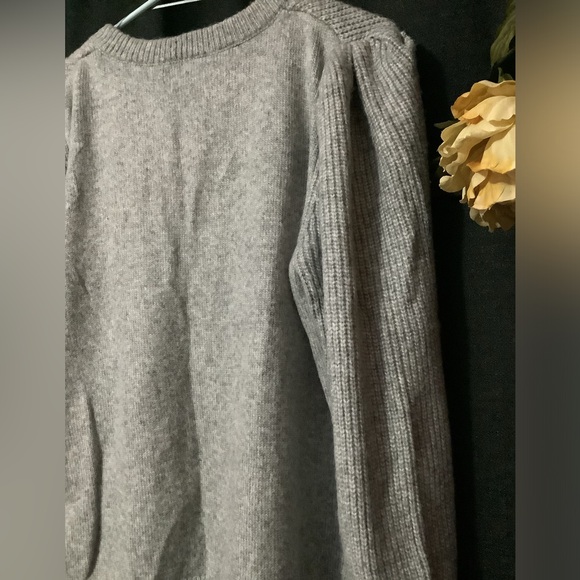 Frye & Co Heather Grey Knit Pullover Sweater Size XL Puff Shoulder NWT - Picture 6 of 7